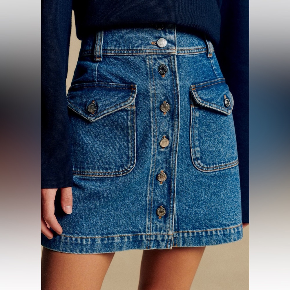 Sezane Sézane Bettie Denim Mini Skirt in Deep Blue Size 40 US 6
